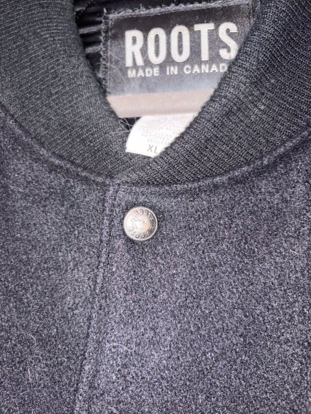 ROOTS men's black varsity jacket USA olympics leather wool vintage - Picture 4 of 10